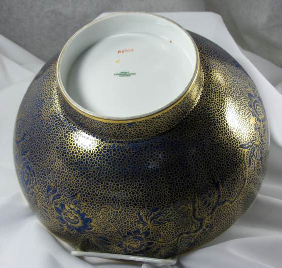 Copeland Spode Gold-Net Lustre Luster Cobalt Parrot Bowl Bone China ca. 1916 Copeland Spode Gold-Net Lustre Luster Cobalt Parrot Bowl Bone China ca. 1916