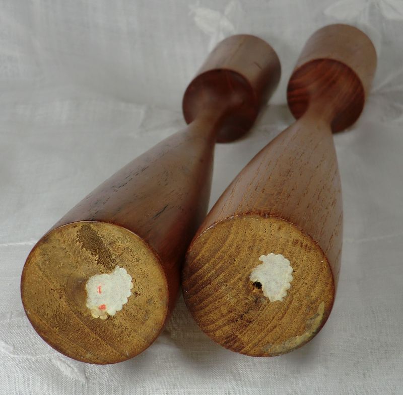 Pair Danish Mid Century Modern Candlesticks Brass Inserts 11" t Pair Danish Mid Century Modern Candlesticks Brass Inserts 11" t