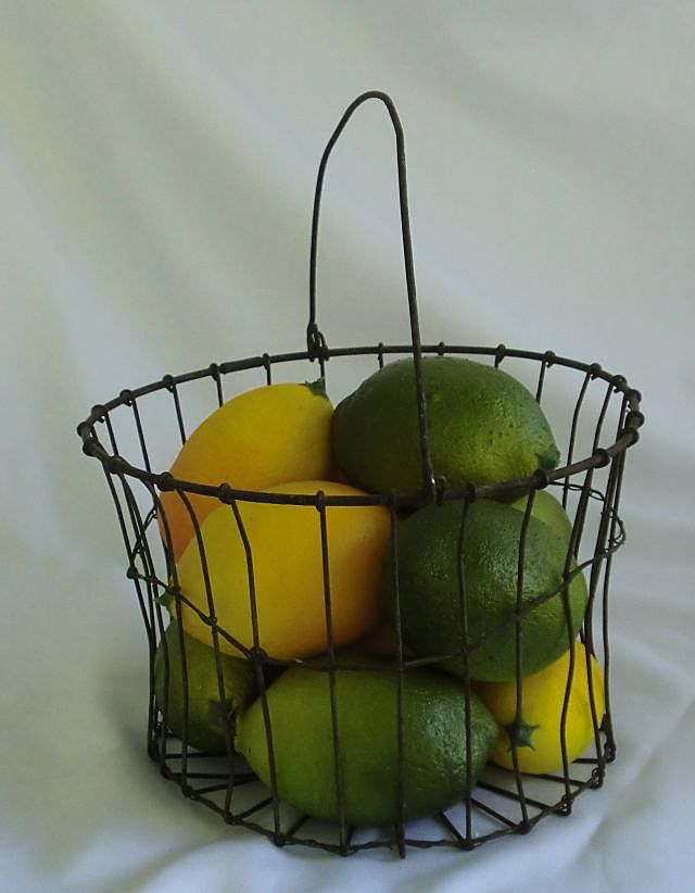 Antique Wire Basket 19th c. Bail Handle Antique Wire Basket 19th c. Bail Handle