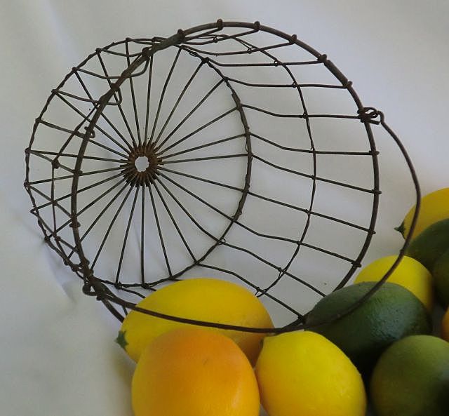 Antique Wire Basket 19th c. Bail Handle Antique Wire Basket 19th c. Bail Handle
