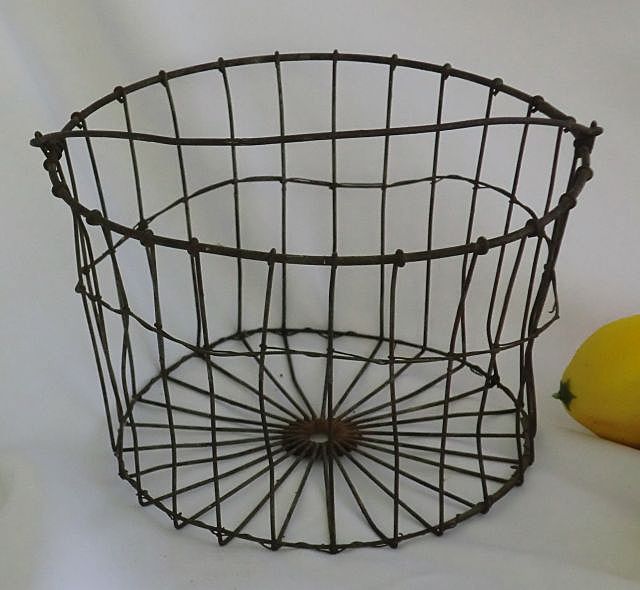 Antique Wire Basket 19th c. Bail Handle Antique Wire Basket 19th c. Bail Handle