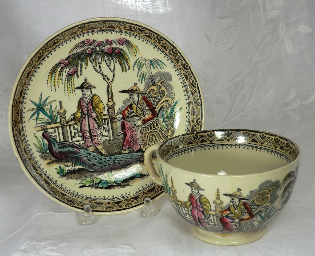 Edge Malkin Chusan Oversize Cup & Saucer English Transfer Luster Lustre Ware Edge Malkin Chusan Oversize Cup & Saucer English Transfer Luster Lustre Ware