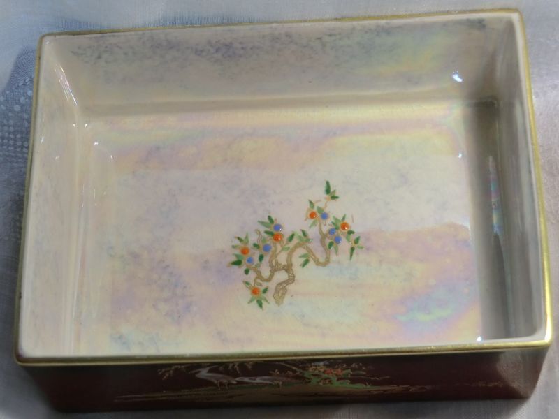 Carlton Ware Rouge Royale Lustre Mikado Cigarette Box Bridge Sampan Carlton Ware Rouge Royale Lustre Mikado Cigarette Box Bridge Sampan