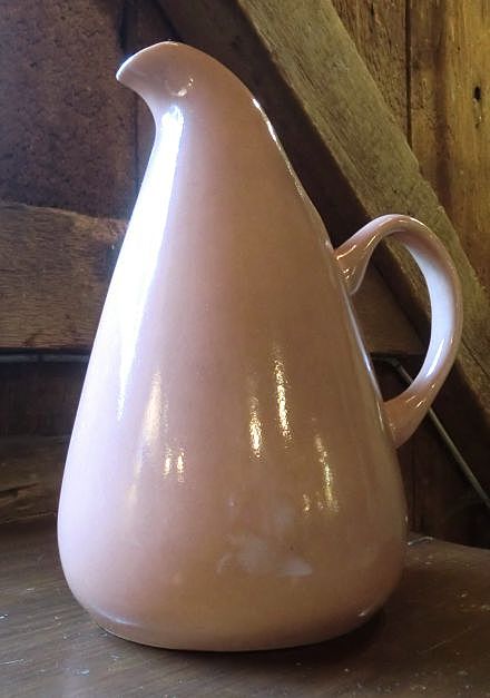 Russell Wright Mid Century American Modern Ceramic Teardrop Pitcher in Coral ca. 1939- Russell Wright Mid Century American Modern Ceramic Teardrop Pitcher in Coral ca. 1939-