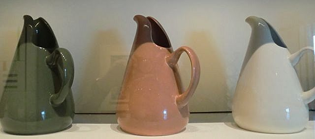 Russell Wright Mid Century American Modern Ceramic Teardrop Pitcher in Coral ca. 1939- Russell Wright Mid Century American Modern Ceramic Teardrop Pitcher in Coral ca. 1939-