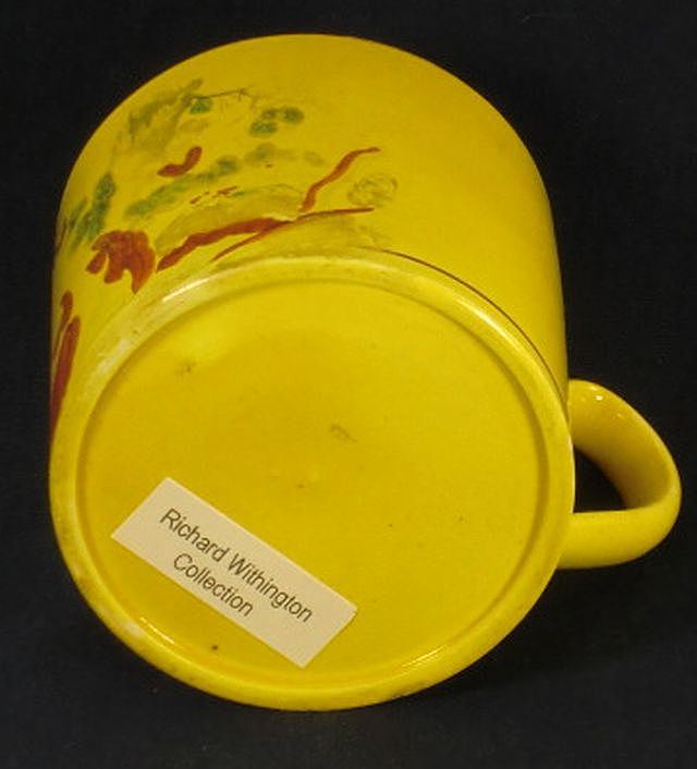 Child's Canary Yellow Mug Cup Transfer Printed English ca 1815 Child's Canary Yellow Mug Cup Transfer Printed English ca 1815