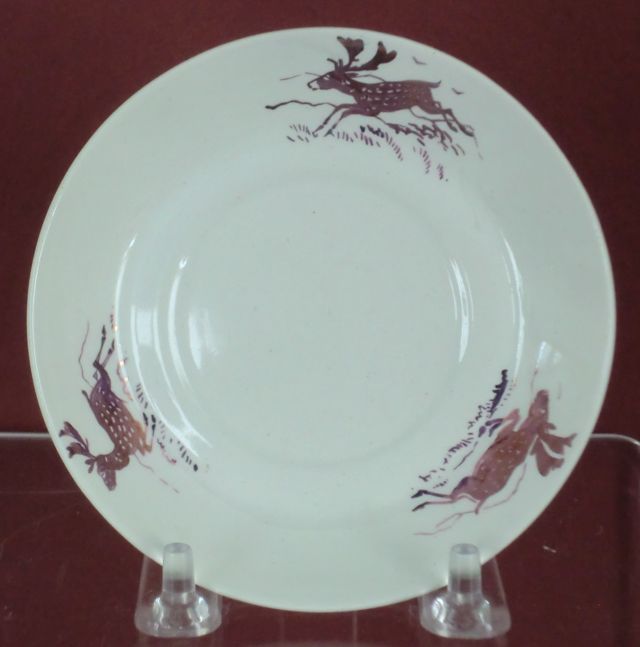 Wedgwood Alfred Powell Arts & Crafts Leaping Stag Demitasse Cup & Saucer Pink Lustre Luster c. 1920s-30s Wedgwood Alfred Powell Arts & Crafts Leaping Stag Demitasse Cup & Saucer Pink Lustre Luster c. 1920s-30s
