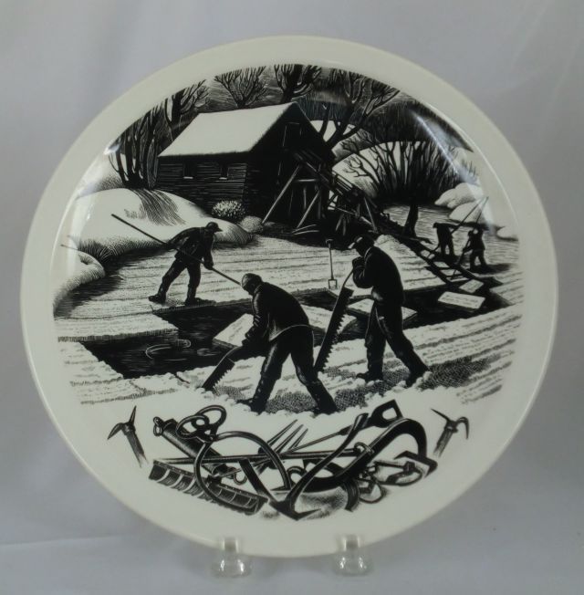 Wedgwood Clare Leighton ICE CUTTING Plate 10 ½" Queens Ware New England Industries c.1952 Wedgwood Clare Leighton ICE CUTTING Plate 10 ½" Queens Ware New England Industries c.1952