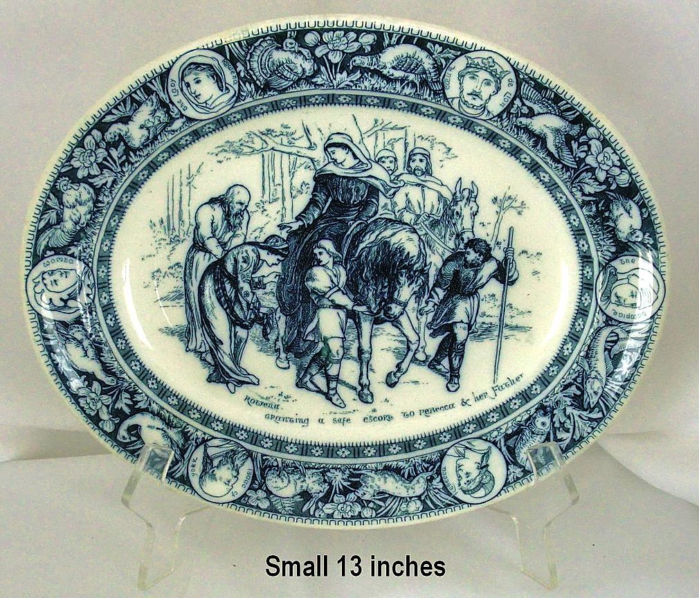 Wedgwood Ivanhoe 13" Small Platter Blue-Gray Teal Rowena Rebecca Isaac c. 1882 Wedgwood Ivanhoe 13" Small Platter Blue-Gray Teal Rowena Rebecca Isaac c. 1882
