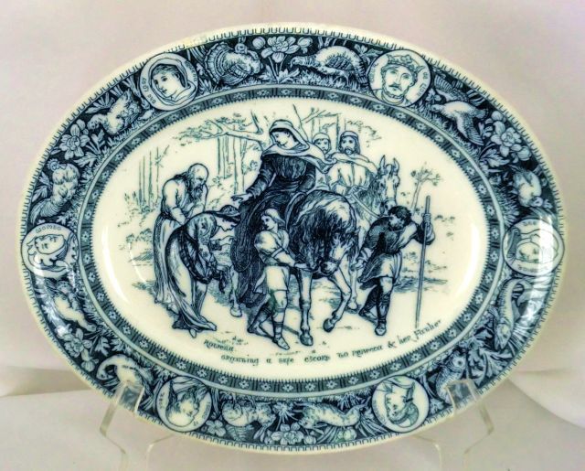 Wedgwood Ivanhoe 13" Small Platter Blue-Gray Teal Rowena Rebecca Isaac c. 1882 Wedgwood Ivanhoe 13" Small Platter Blue-Gray Teal Rowena Rebecca Isaac c. 1882