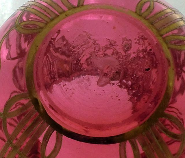 Bohemian Art Nouveau Gilt-Enamel Cranberry Ruby Art Glass Bowl ca 1900 Bohemian Art Nouveau Gilt-Enamel Cranberry Ruby Art Glass Bowl ca 1900