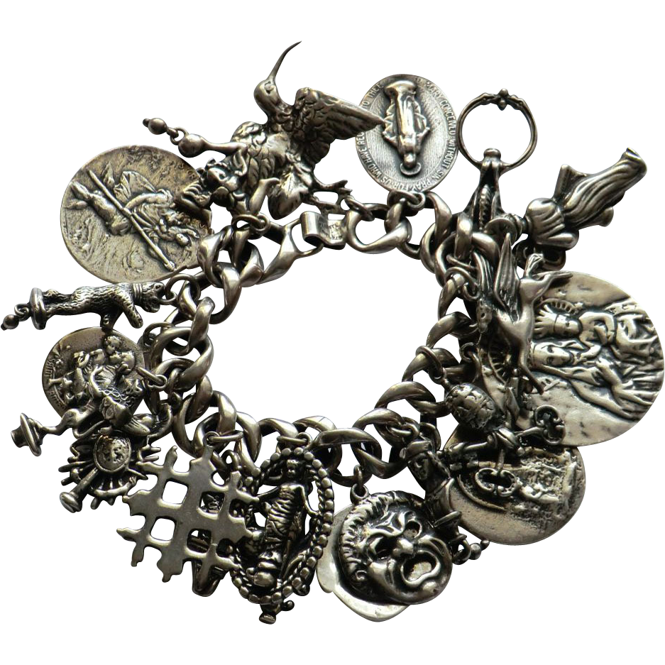 Parenti Sterling Silver 20 Charm Bracelet ca. 1940-60 wt 5.8 oz Parenti Sterling Silver 20 Charm Bracelet ca. 1940-60 wt 5.8 oz