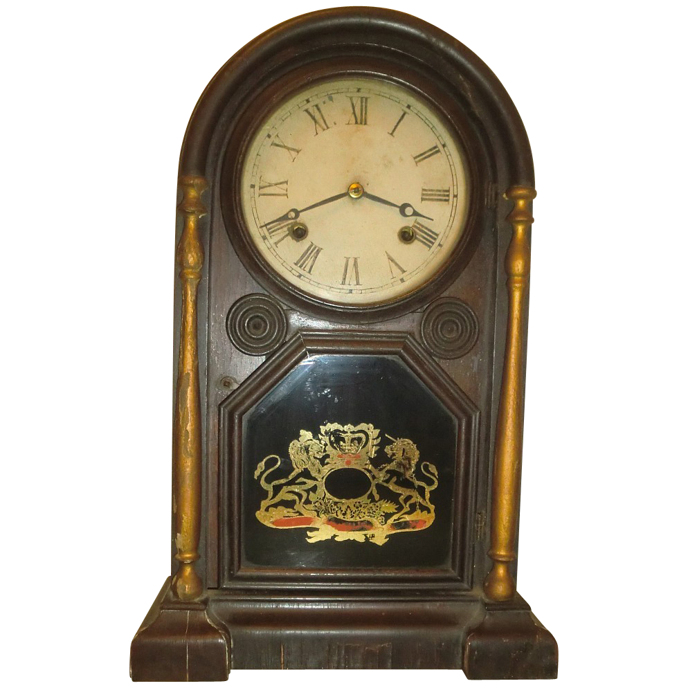 Welch Italian Rosewood Parlor Clock 8 Day Chime 1875 19" H Welch Italian Rosewood Parlor Clock 8 Day Chime 1875 19" H