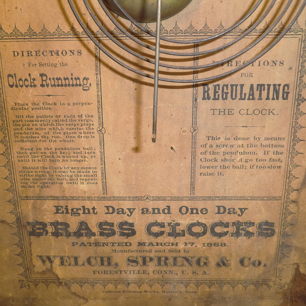 Welch Italian Rosewood Parlor Clock 8 Day Chime 1875 19" H Welch Italian Rosewood Parlor Clock 8 Day Chime 1875 19" H