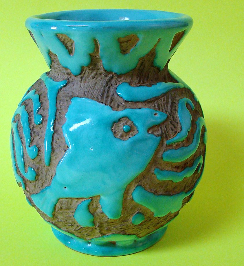 Vintage 1960's Modern Turquoise Fish Vase Vintage 1960's Modern Turquoise Fish Vase