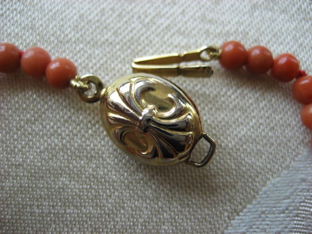 Antique Salmon Coloured Italian Coral Necklace With Metal Clasp Antique Salmon Coloured Italian Coral Necklace With Metal Clasp
