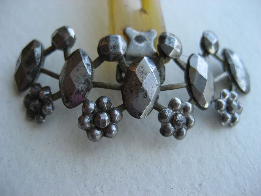 Antique Cut Steel And Horn Hair Ornament Antique Cut Steel And Horn Hair Ornament
