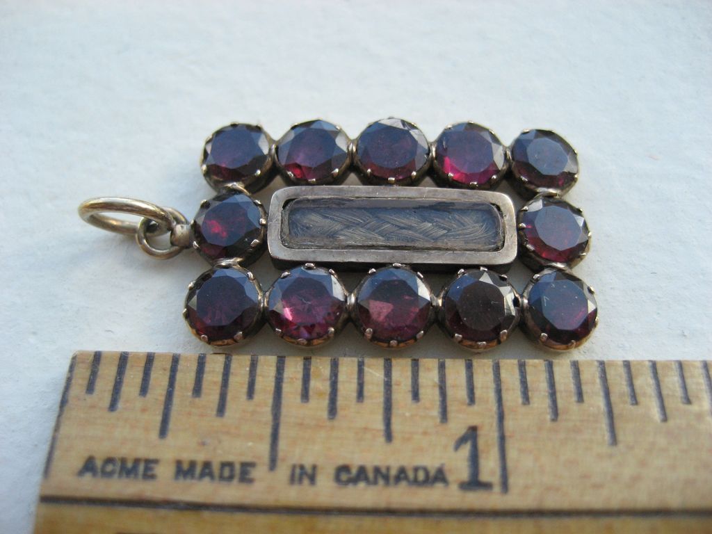 Antique 9ct. Gold Georgian Garnet Mourning Pendant Antique 9ct. Gold Georgian Garnet Mourning Pendant