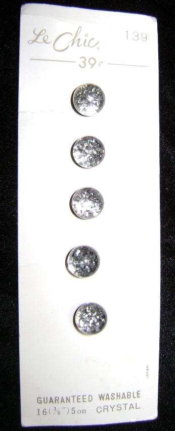 Vintage Crystal Buttons 5 Mint on Card Le Chic Vintage Crystal Buttons 5 Mint on Card Le Chic