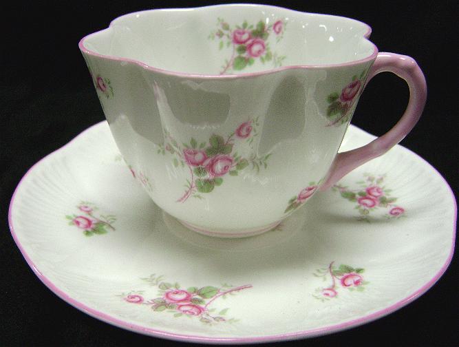 Shelley Fine China Cup & Saucer Bridal Rose Fluted Shelley Fine China Cup & Saucer Bridal Rose Fluted