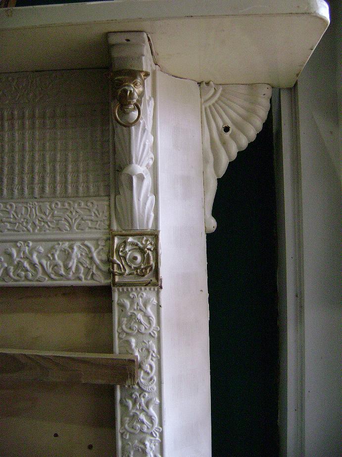 Antique Cast Iron Fireplace Surround & Fender Griffins Cherubs Bulldogs Antique Cast Iron Fireplace Surround & Fender Griffins Cherubs Bulldogs