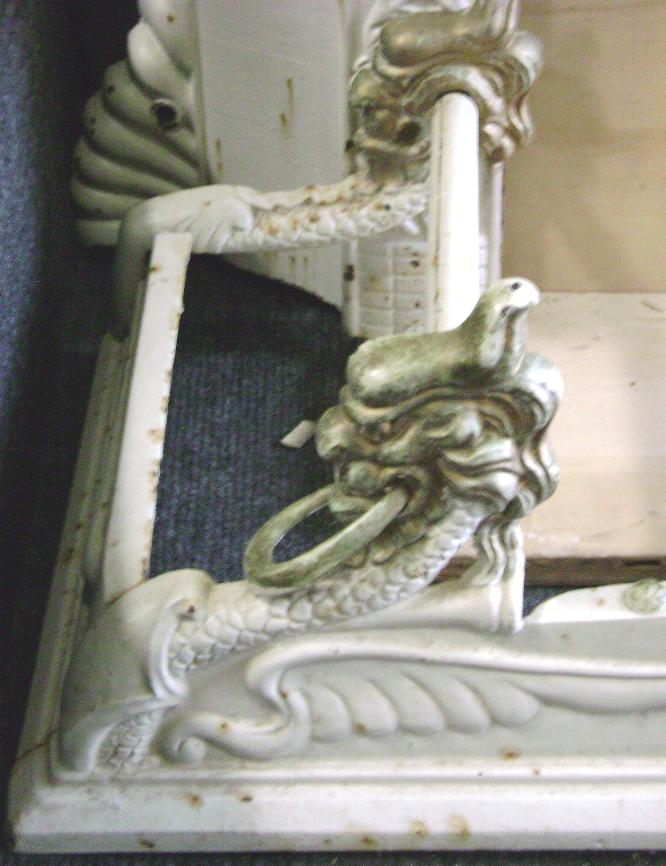 Antique Cast Iron Fireplace Surround & Fender Griffins Cherubs Bulldogs Antique Cast Iron Fireplace Surround & Fender Griffins Cherubs Bulldogs