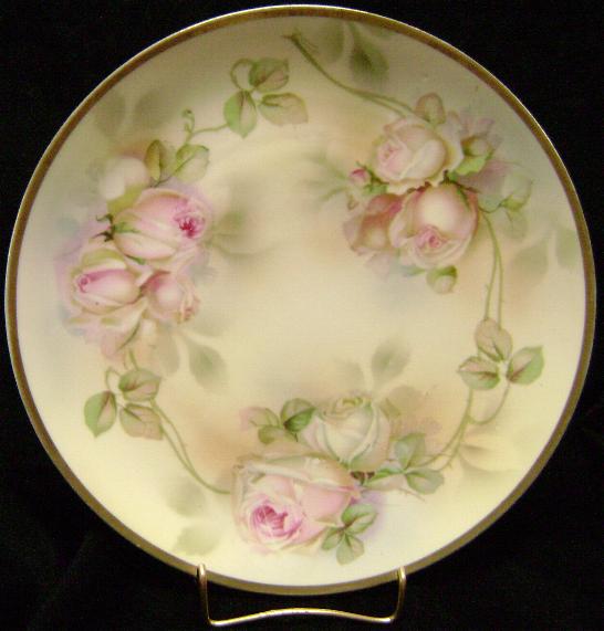 Erdmann+Schlegelmilch Prussia Hand Painted Rose Plate Erdmann Schlegelmilch