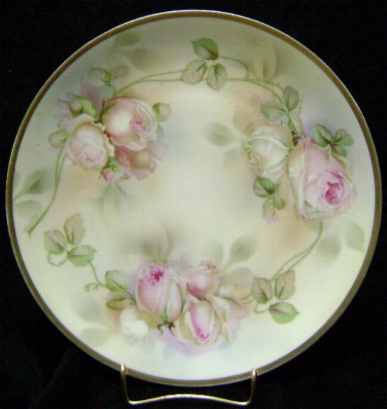 Erdmann+Schlegelmilch Prussia Hand Painted Rose Plate Erdmann Schlegelmilch