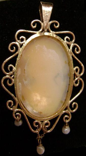 NOW ON SALE! Mid Victorian 14K Carved Cameo with Rubies and Pearls NOW ON SALE! Mid Victorian 14K Carved Cameo with Rubies and Pearls
