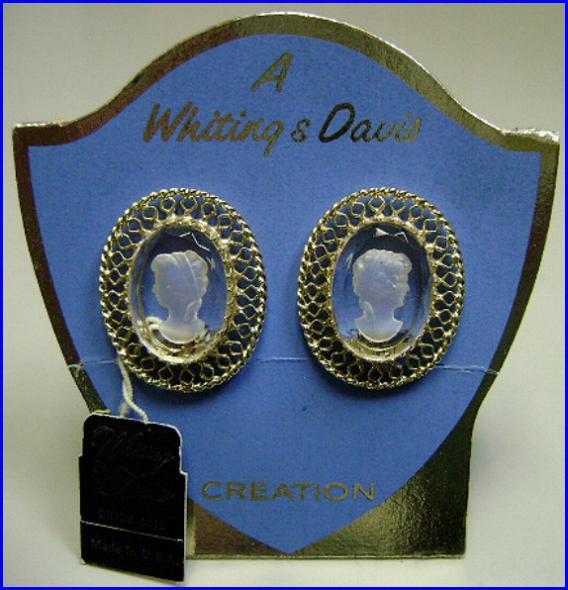 Vintage Whiting Davis Cameo Intaglio Earrings NOS Mint On Card Vintage Whiting Davis Cameo Intaglio Earrings NOS Mint On Card