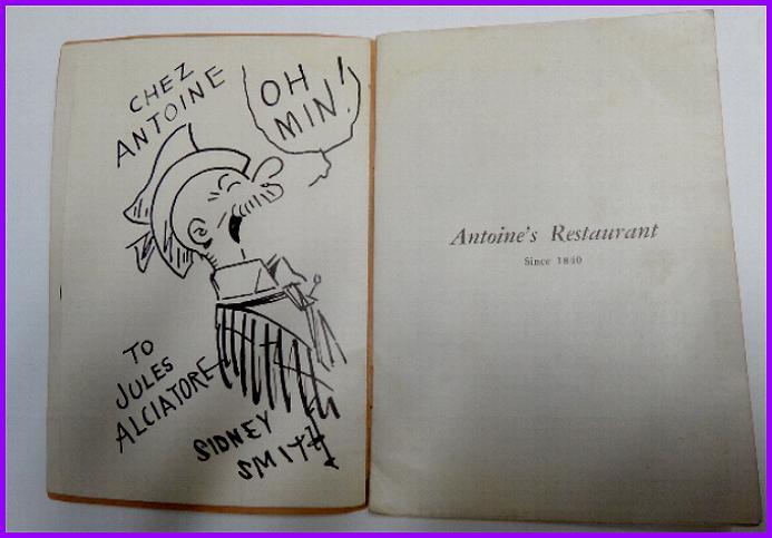 1921 Antoines Menu Roy Alciatore New Orleans Louisiana 1921 Antoines Menu Roy Alciatore New Orleans Louisiana