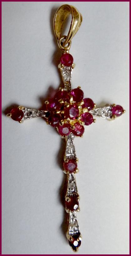Vintage 10K Gold Diamond and Ruby Crucifix Cross Vintage 10K Gold Diamond and Ruby Crucifix Cross