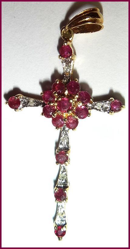 Vintage 10K Gold Diamond and Ruby Crucifix Cross Vintage 10K Gold Diamond and Ruby Crucifix Cross