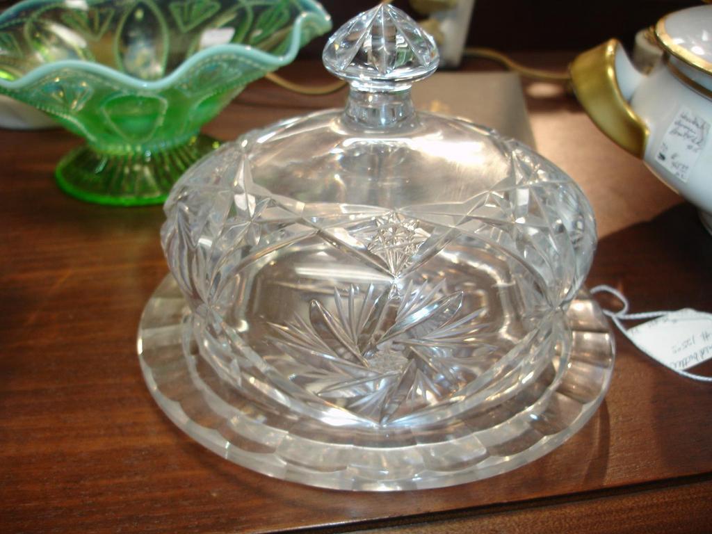 Heavy Cut Crystal Covered Butter Dish Heavy Cut Crystal Covered Butter Dish