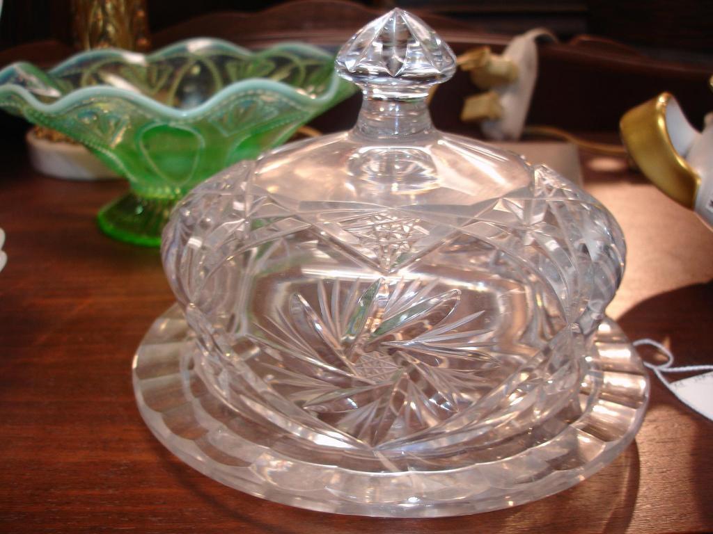 Heavy Cut Crystal Covered Butter Dish Heavy Cut Crystal Covered Butter Dish