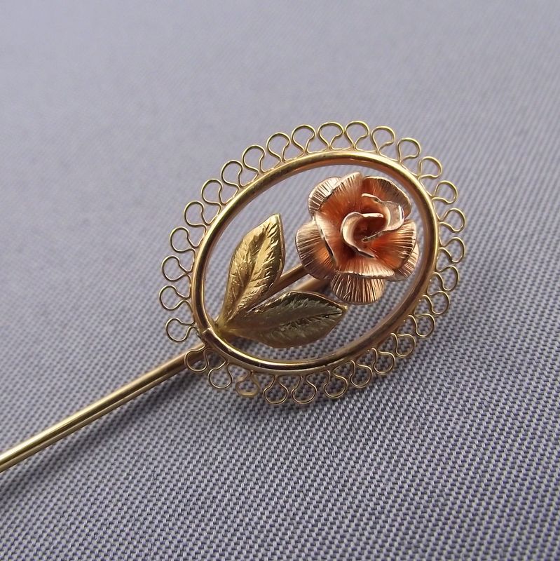 Krementz Classic Signature Rose Stickpin, Yellow & Rose Gold Finish Krementz Classic Signature Rose Stickpin, Yellow & Rose Gold Finish