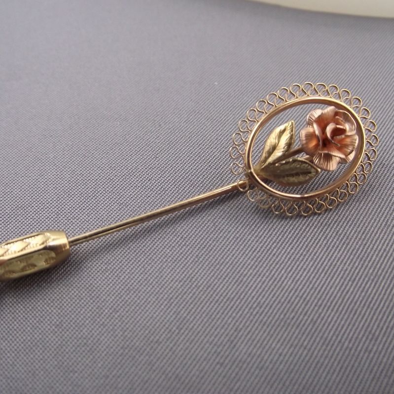 Krementz Classic Signature Rose Stickpin, Yellow & Rose Gold Finish Krementz Classic Signature Rose Stickpin, Yellow & Rose Gold Finish