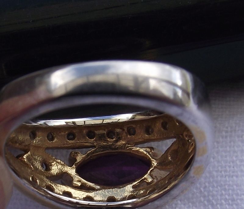 Fancy Gold Vermeil & Lab Alexandrite Gemstone Ring, Side Set Marquis! Fancy Gold Vermeil & Lab Alexandrite Gemstone Ring, Side Set Marquis!