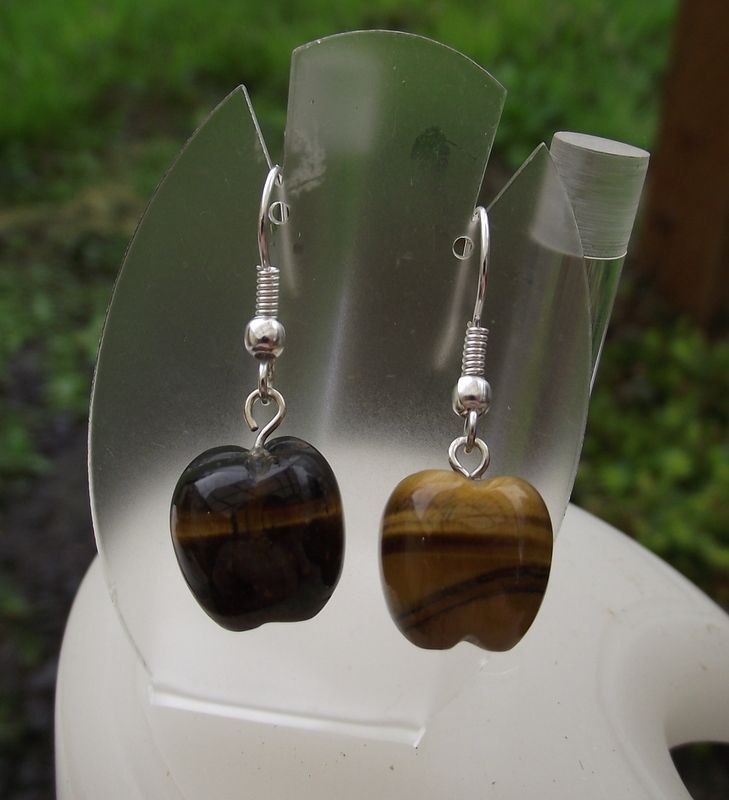 Delightful Tiger Eye Gemstone Earrings, Apples! Delightful Tiger Eye Gemstone Earrings, Apples!