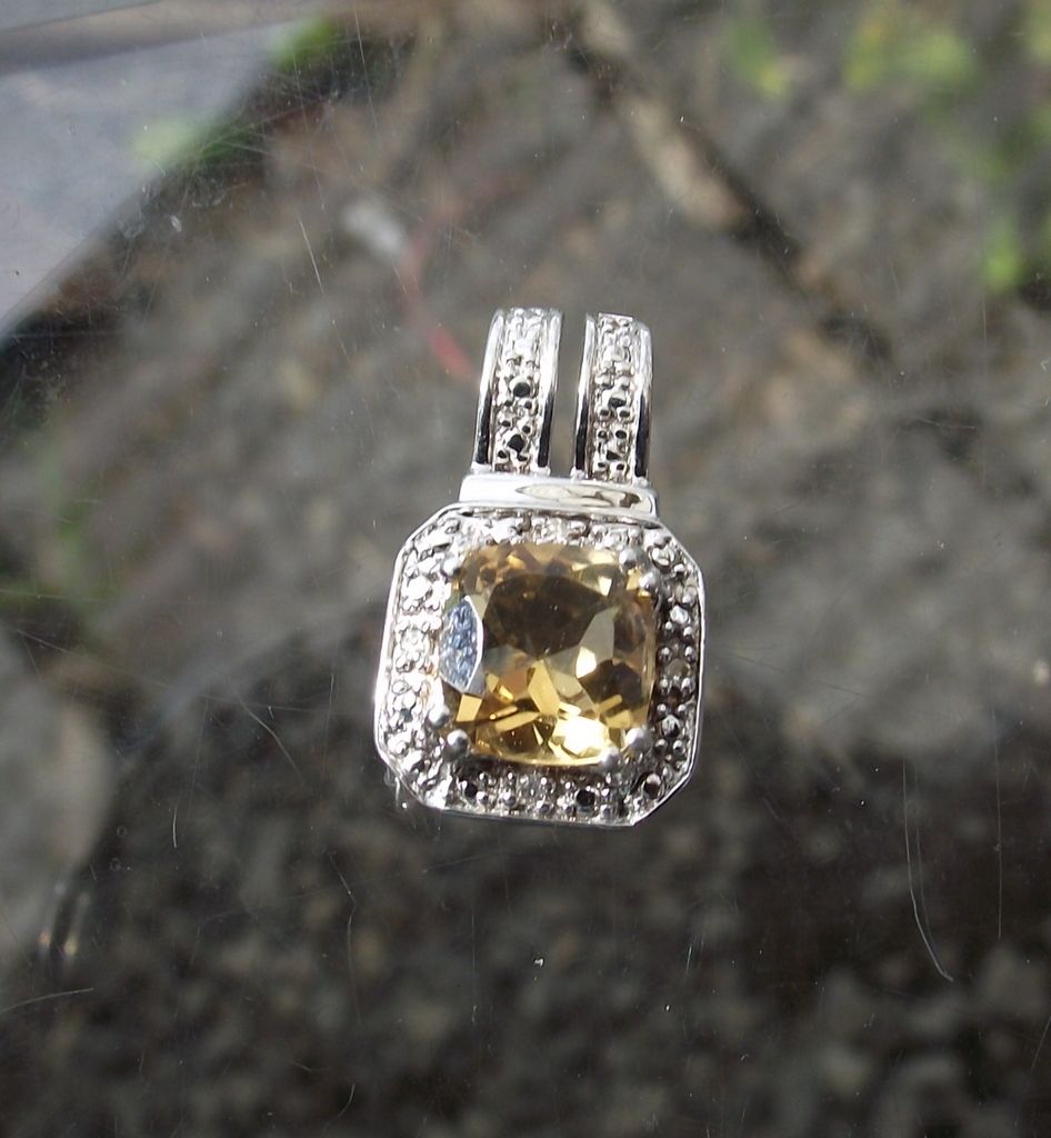 Elegant Pave' Set Diamond Sterling & Citrine Pendant, A Marvelous Gift! Elegant Pave' Set Diamond Sterling & Citrine Pendant, A Marvelous Gift!