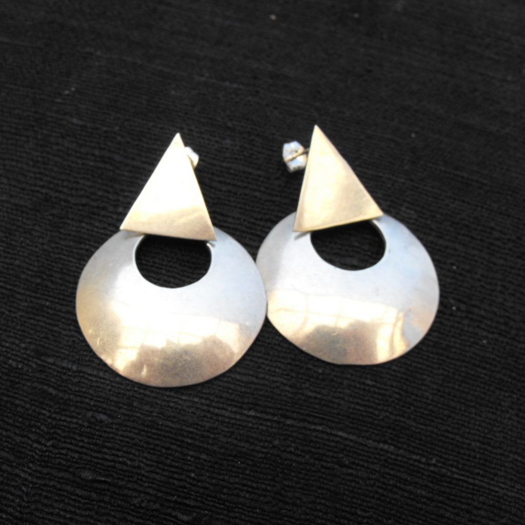Vintage Mex Sterling Silver Signed Modernist Earrings Vintage Mex Sterling Silver Signed Modernist Earrings