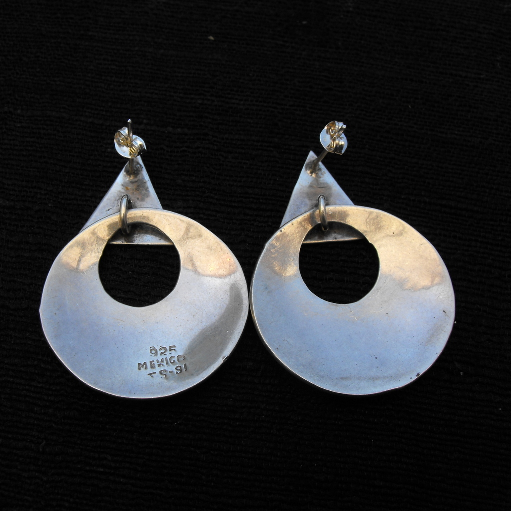 Vintage Mex Sterling Silver Signed Modernist Earrings Vintage Mex Sterling Silver Signed Modernist Earrings