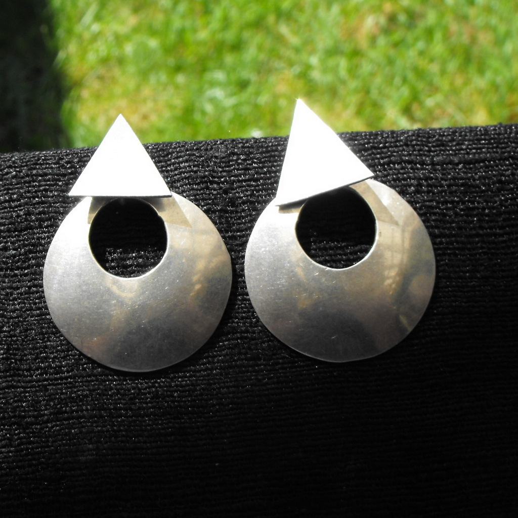 Vintage Mex Sterling Silver Signed Modernist Earrings Vintage Mex Sterling Silver Signed Modernist Earrings