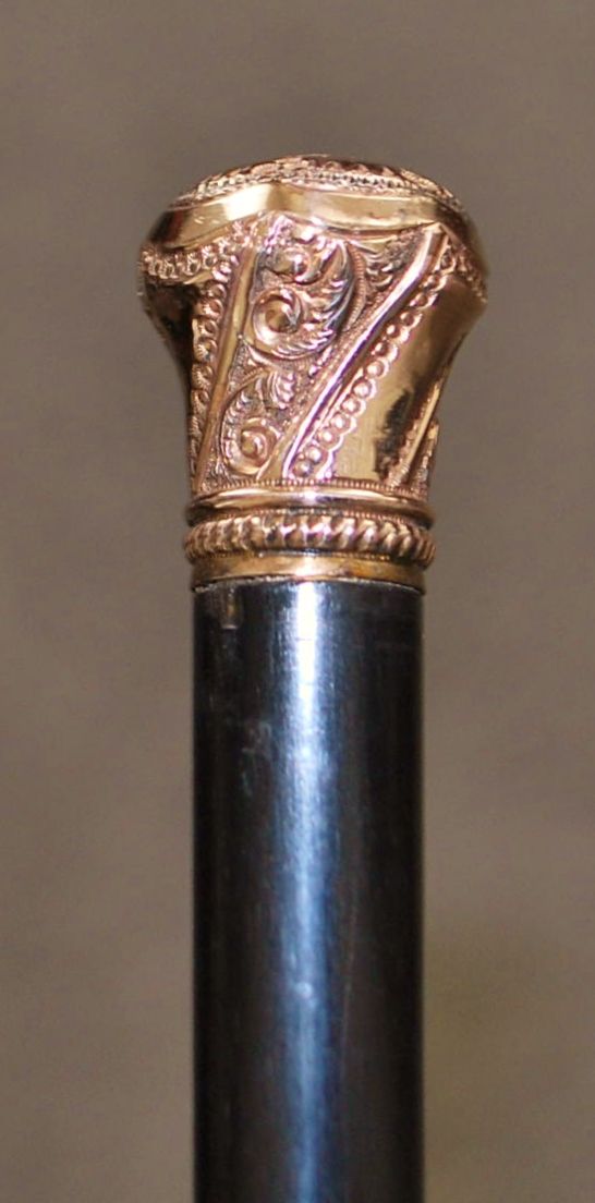 Victorian Fancy Ebony and Gold Swagger Stick, c. 1890 Victorian Fancy Ebony and Gold Swagger Stick, c. 1890