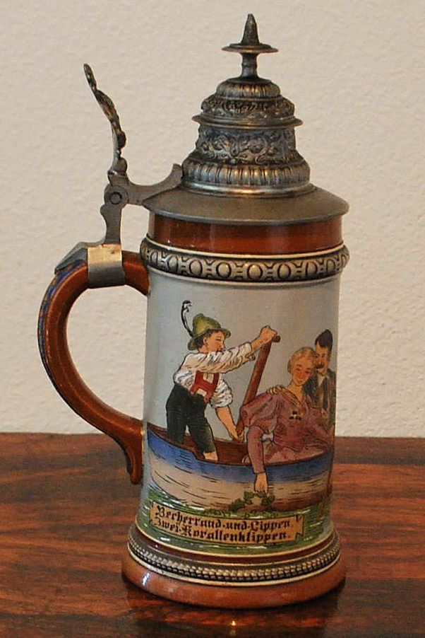 Fine Hauber & Reuther 1/2L Lidded Stein,c.1900 Fine Hauber & Reuther 1/2L Lidded Stein,c.1900