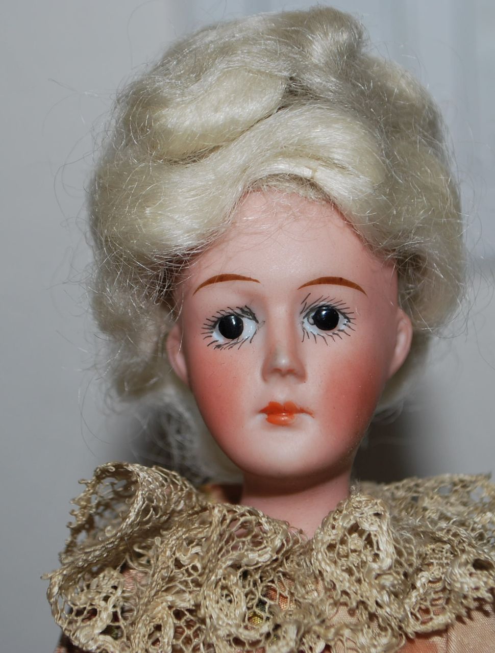 19th C Key Wind French Bisque Walking Doll & Box 19th C Key Wind French Bisque Walking Doll & Box