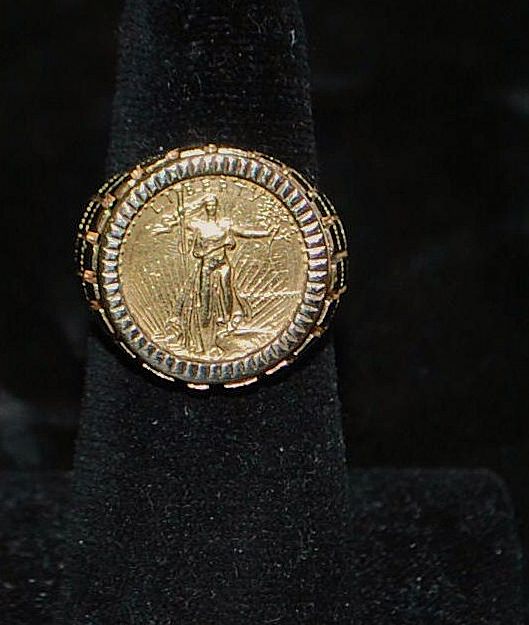 14K Man's US $5.00 Gold Coin Ring 14K Man's US $5.00 Gold Coin Ring