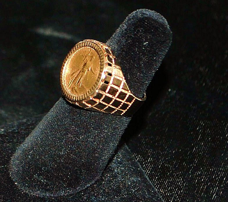 14K Man's US $5.00 Gold Coin Ring 14K Man's US $5.00 Gold Coin Ring