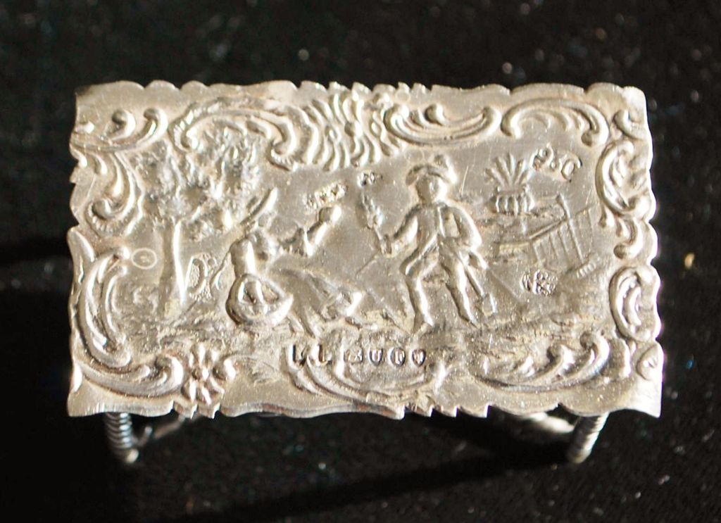 Dutch Miniature Silver Table and Chair, c. 1895 Dutch Miniature Silver Table and Chair, c. 1895