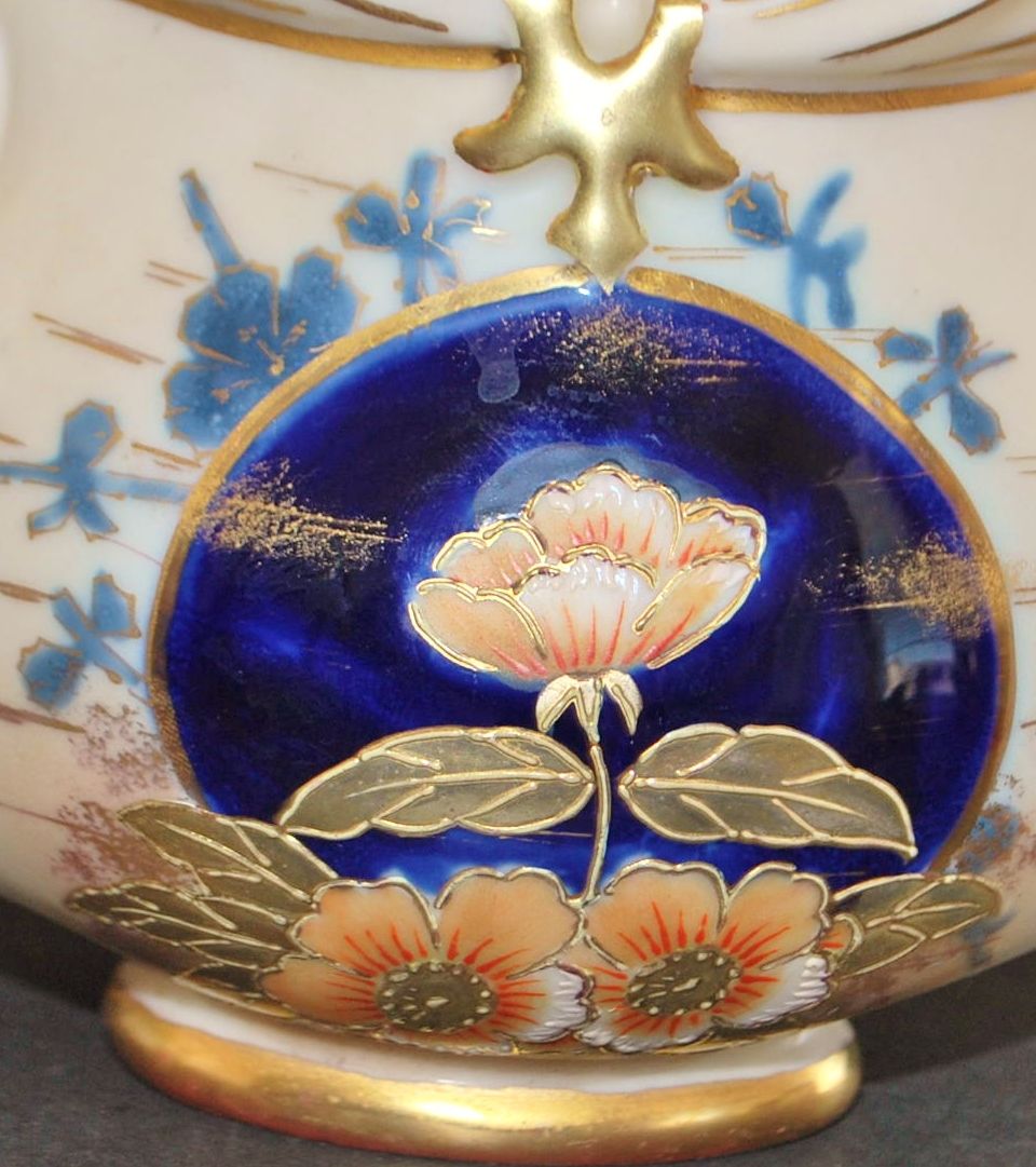 Bohemian Hp Porcelain Basket Vase, c. 1895 Bohemian Hp Porcelain Basket Vase, c. 1895